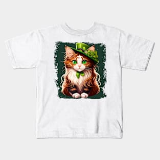 Beautiful Cat Lady St. Patrick's Day Kids T-Shirt